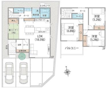 ゆったり１８．５帖のＬＤＫに、ほっと寛げる畳コーナーをプラス。日常にやさしい癒しが溶け込む３ＬＤＫ。