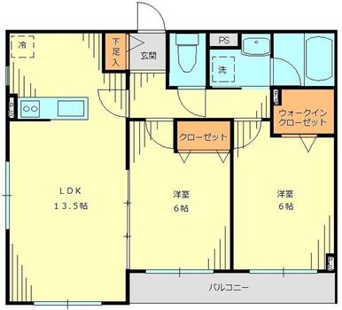 ワイドスパンで日商良好な２ＬＤＫ　対面式システムキッチン