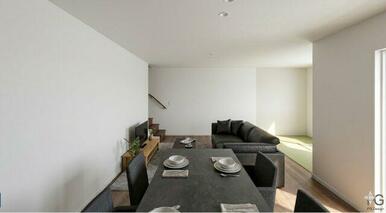 カウンターキッチンから全体が見られるのでお料理中も安心です♪