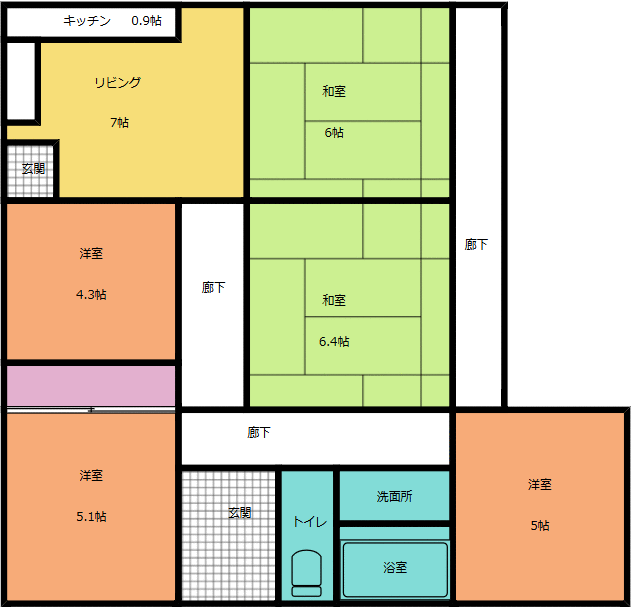 物件画像 田川市 大黒町 (田川後藤寺駅) 1階建 5DK