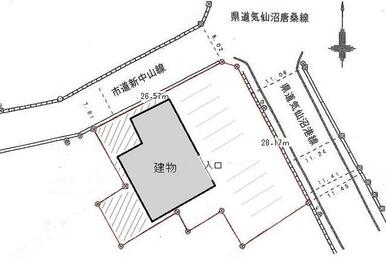 土地図面（斜線部は使用不可）