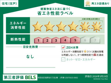 【ブルーミングガーデン 世田谷区祖師谷5丁目2棟 2号棟】省エネ性能ラベル 本ラベルは特定の住戸の性能を示すものではありません。