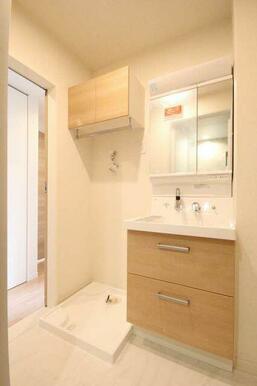 洗面所は先発洗面化粧台付です。収納もございます。