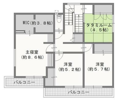 ２階平面図（※タタミルームは１．５階）