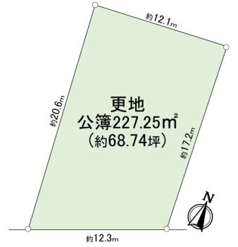 現況更地　間口約12.3ｍ