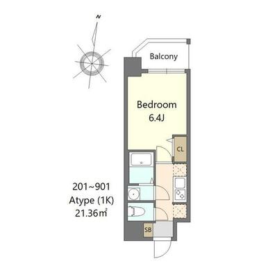 ６０１号室（Ａタイプ）Ｂｒｏｗｎ