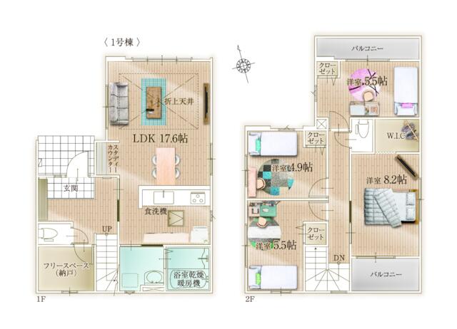 物件画像 福岡市東区 香椎駅東１丁目 (香椎駅) 2階建 4LDK