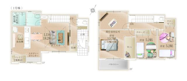 物件画像 北九州市小倉南区 湯川新町２丁目 (安部山公園駅) 2階建 3LDK