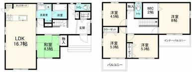 5SLDKの家事動線を考えた広い間取り