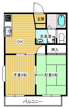 ２ＤＫ振り分け　独立洗面台付きタイプ