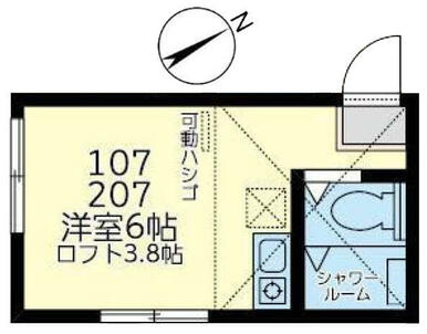 ２０７　洋室６帖＋ロフト３．８帖