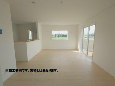 完成予想図 一つの空間をいろいろな用途で使えることが可能な広いリビングが魅力的なお家です(*^^)v