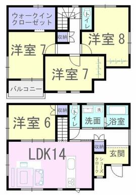 各洋室6帖以上！シューズクロークやウォークインクローゼットといった便利な収納があります！