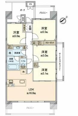 角部屋、１０階建て最上階の４ＬＤＫ♪