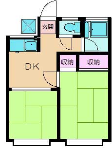 振分タイプ２ＤＫ、南東向き、日当たり良好