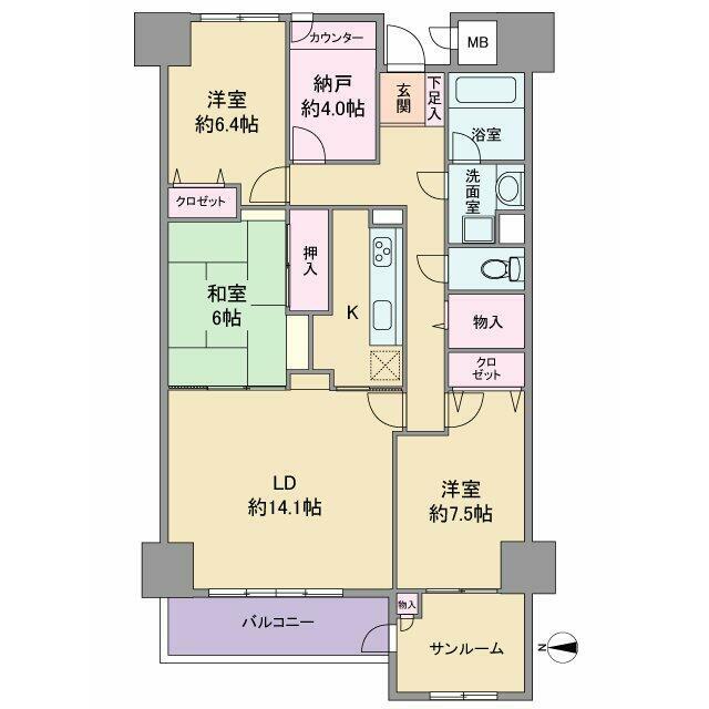 3SLDK・専有面積105.28㎡のゆとりある住空間で、家族みんなが快適に過ごせます