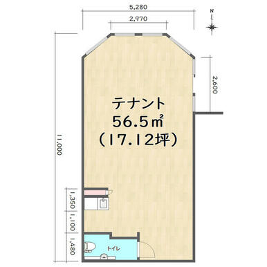 テナント５６．５㎡（１７．１２坪）