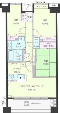 エコヒルズ横浜サウスウィング４階間取図