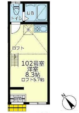 １０２　洋室８．３帖＋ロフト５．７帖