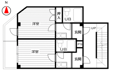 階段を上って奥側のお部屋です。