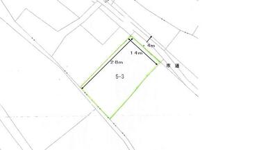 町道に接し、ほぼ２：１の長方形