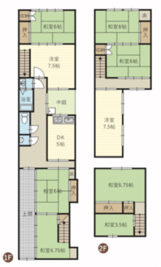 ９ＤＫ・１５３㎡　２階建てのとーっても広い戸建てです！