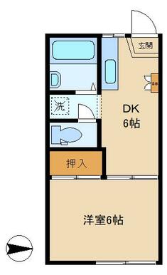 東向き。１ＤＫタイプの間取り。