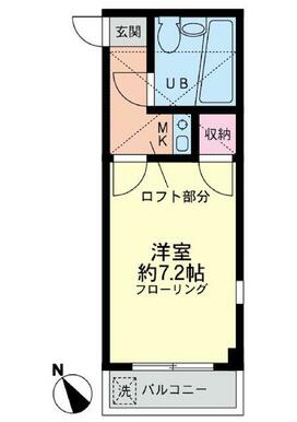 ３０３　洋室７．２帖・キッチン１帖、ロフト１帖