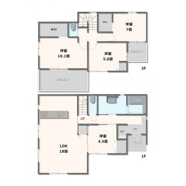 1号棟・4LDK+WIC2か所+SIC