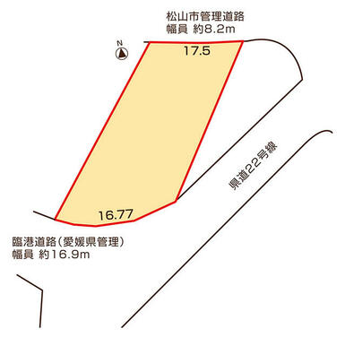 松山市西垣生町２３２坪売土地の区画図