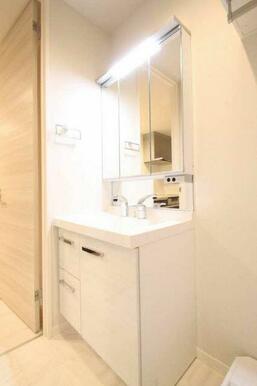 【洗面台】独立洗面台となっております。洗面台はシャワーヘッドが伸ばせます。