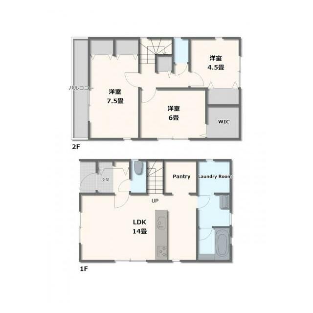 1号棟・3LDK+パントリー+ランドリールーム+WIC