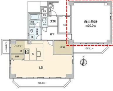 居室を設計できる１ＬＤＫです。