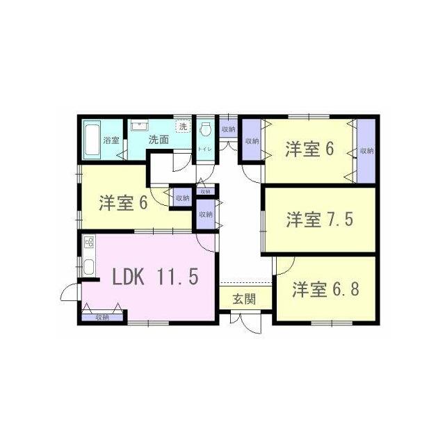 各所に収納スペースたっぷり！各洋室6帖以上の4LDKの間取り☆