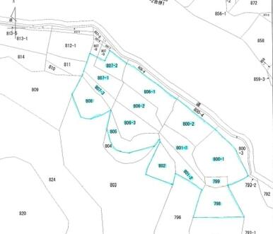 物件の敷地は平地に山林が隣接しています。