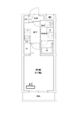 ４号室洋室西側腰窓あり