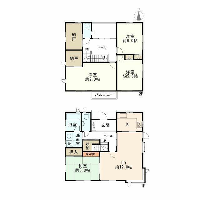 1階：60.86㎡　2階：58.38㎡　の4SLDKです。室内綺麗です♪