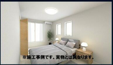 完成予想図 広い主寝室はベッド等の大型の家具を設置しても圧迫感がなく自由なコーディネートが可能です。