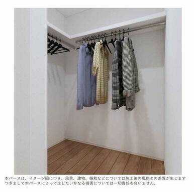完成予想図 収納場所を一つにできることで物の管理や片付けやすくなる便利なWIC付きのお家です。