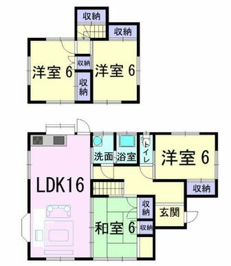 各居室6帖の広さ☆16帖LDKに隣接した6帖和室もあります♪