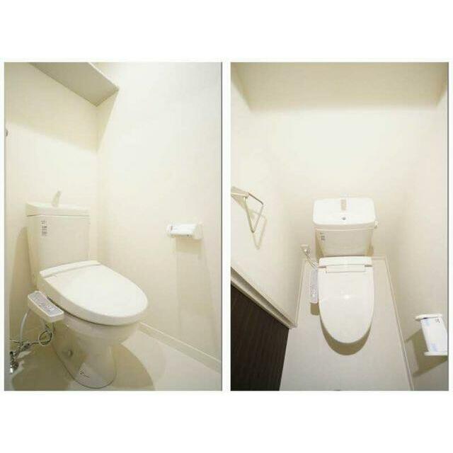 【トイレ】暖房洗浄便座・タオル掛け・棚収納のついたトイレです！！便座に暖房機能がございますので、冬…