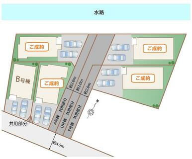 全体区画図になります。並列２台駐車可能です！