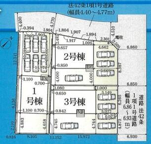 区画図　今ならお好きな間取りからお選びいただけます。駐車スペースは最大４台可！