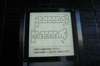 オートロック操作盤にある配置図です。