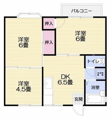 2階角部屋の３ＤＫの間取りです。ファミリーにおすすめ！