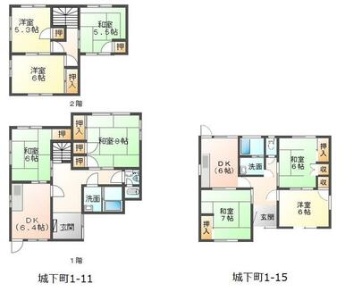 １－１１（２階建て）、１－１５（平屋）