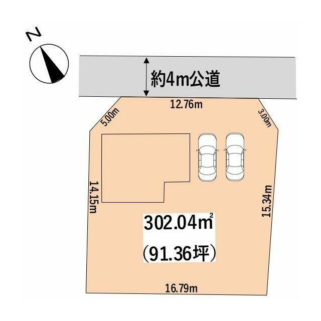 敷地広々91坪！カースペース並列2台で広々！バイクや自転車も置けます♪お庭も広く、ガーデニングやBBQ、