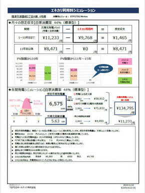 太陽光リースシュミレーション 4号棟