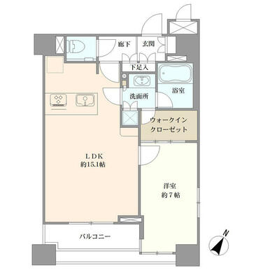 １３階部分、南東角の１ＬＤＫ。オートロック・宅配ロッカー完備。