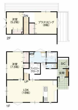 広々ＬＤＫに、1Ｆ洋室7.5畳、ファミリークローゼットもあり平屋感覚としても使えます！